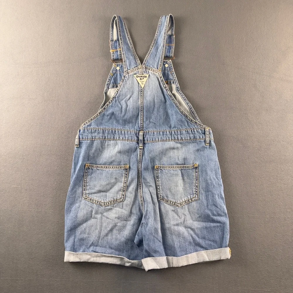 OshKosh Bgosh Kid Light Wash Denim Vestbak Shortalls Overalls Size 10 Distressed